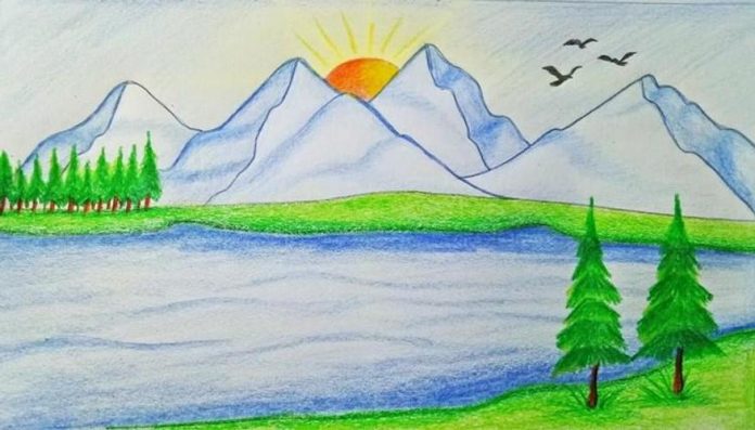 How To Draw a Landscape For Kids | Drawing Tutorial